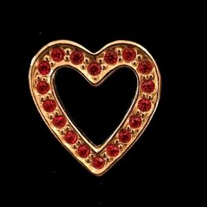 90s Avon Goldtone Red Rhinestone Heart Pin